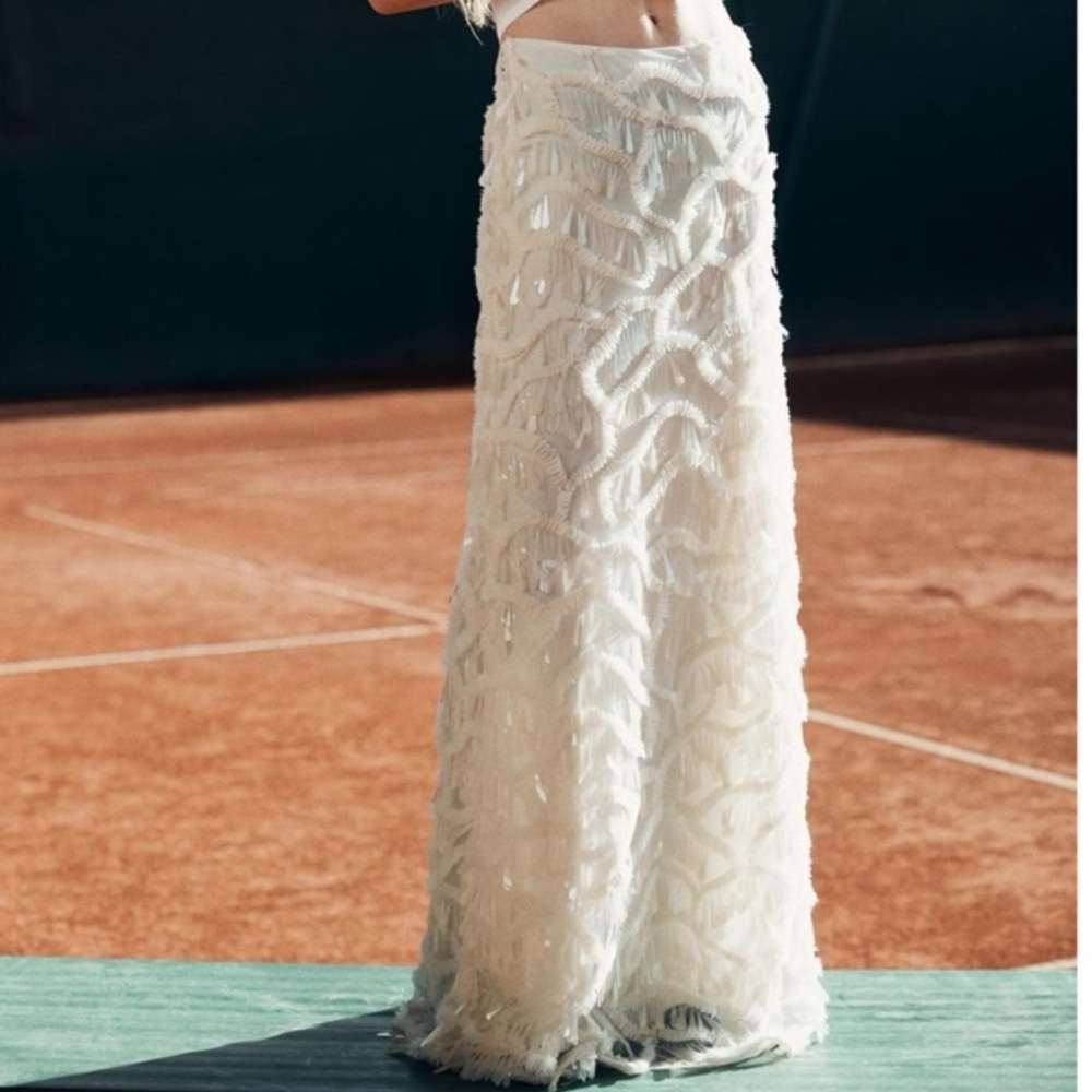 Zara Off- White Beaded Women's Maxi Skirt